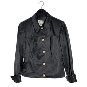 Sunny Choi Black Sateen Jacket with Gold Button Size 6